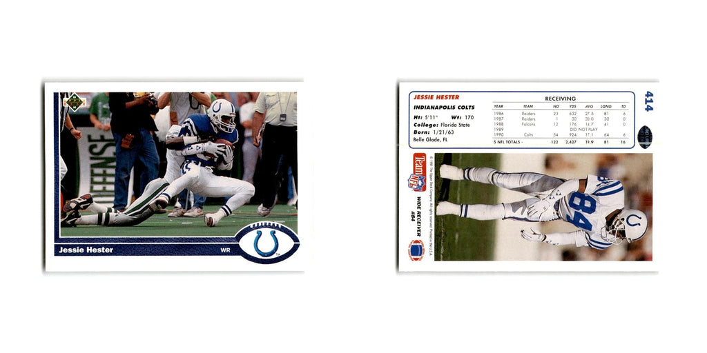 Jessie Hester 1991 Upper Deck #414 Indianapolis Colts Football Card NM