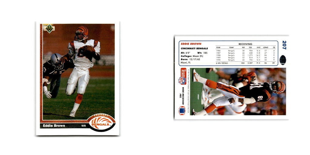 Eddie Brown 1991 Upper Deck #207 Cincinnati Bengals Football Card NM