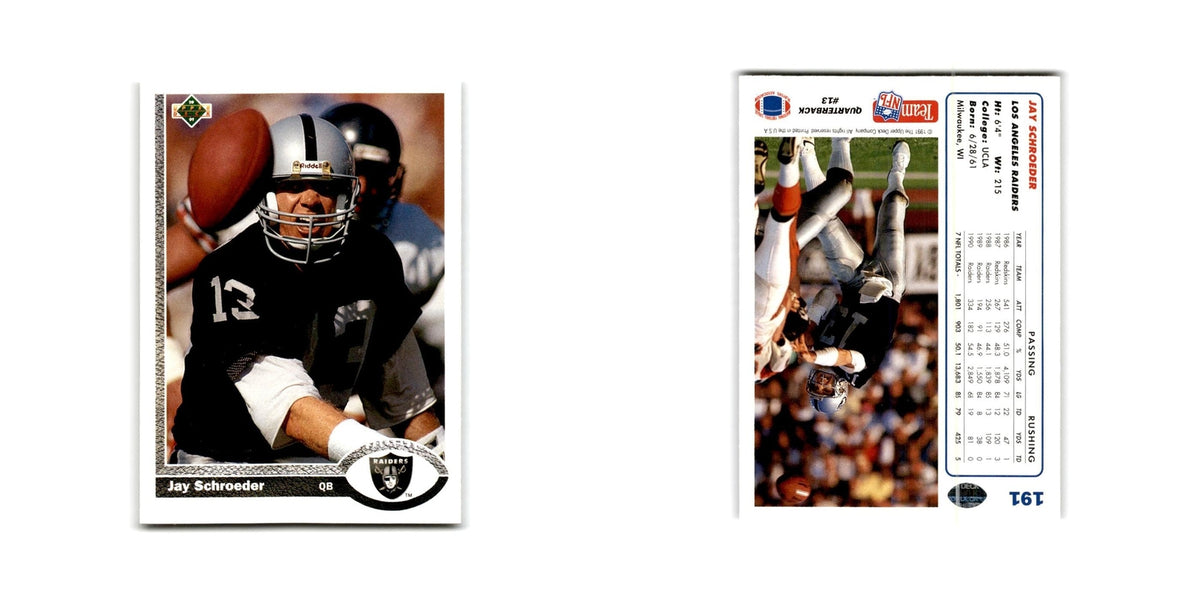 Jay Schroeder 1991 Upper Deck #191 Los Angeles Raiders Football Card NM