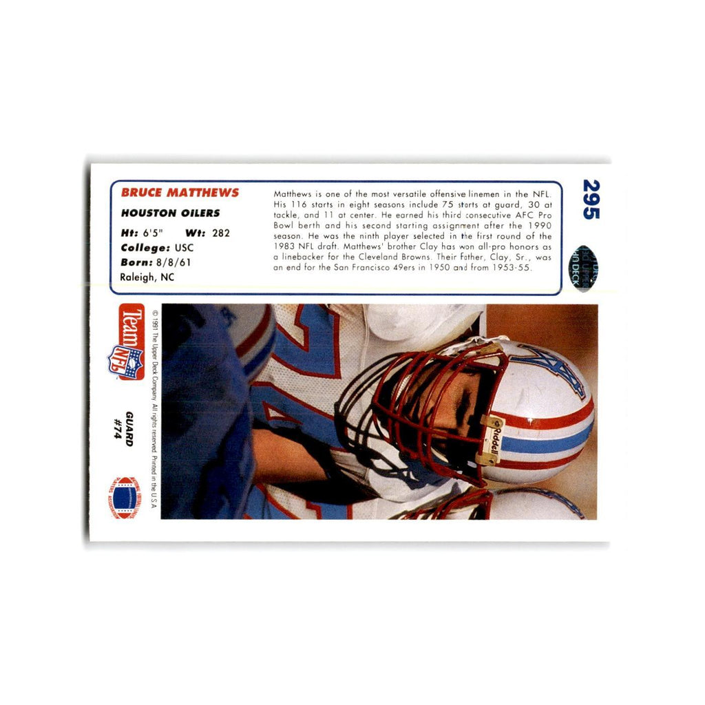 Bruce Matthews 1991 Upper Deck #295 Houston Oilers Football Card NM