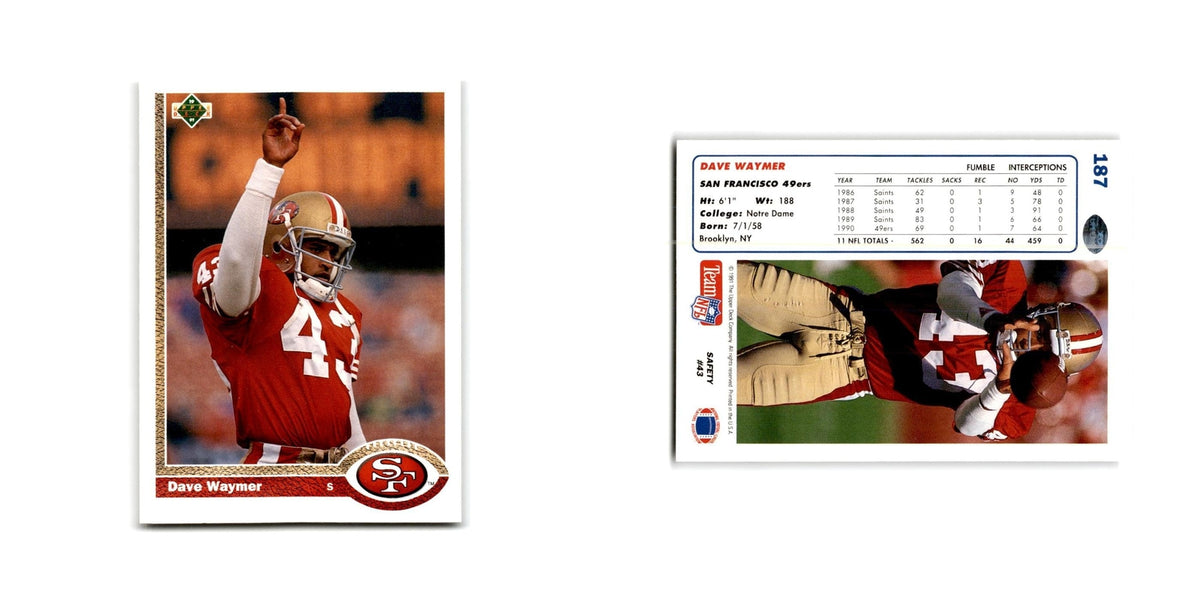 Dave Waymer 1991 Upper Deck #187 San Francisco 49ers Football Card NM
