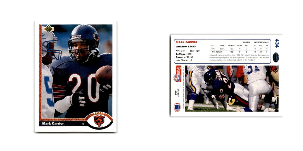 Mark Carrier 1991 Upper Deck #434 Chicago Bears Football Card NM