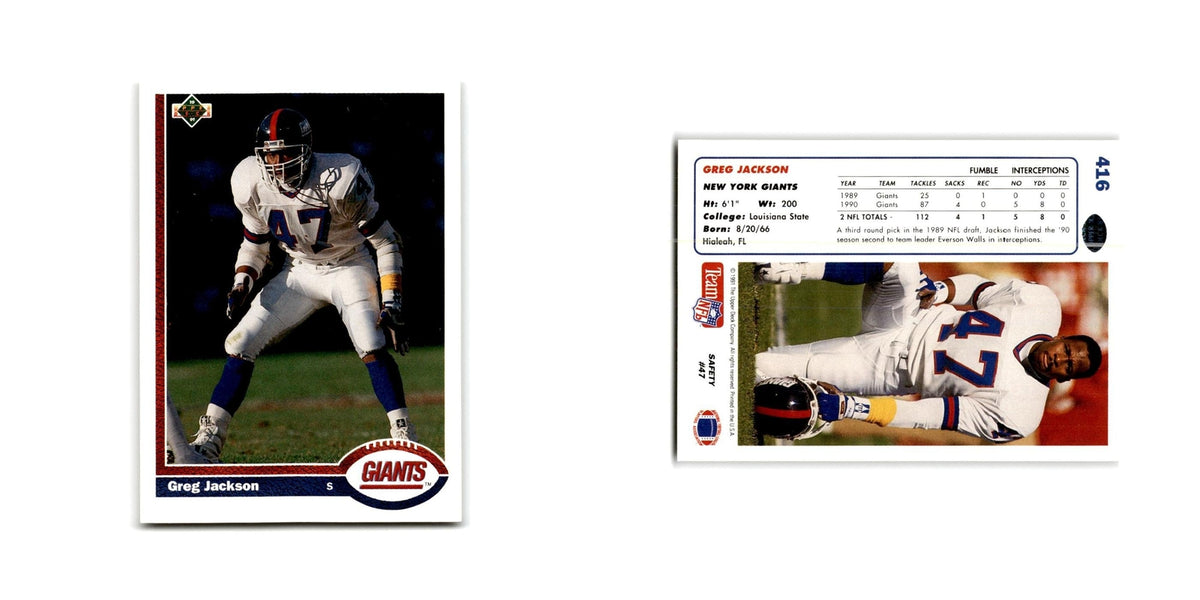 Greg Jackson 1991 Upper Deck #416 New York Giants Football Card NM