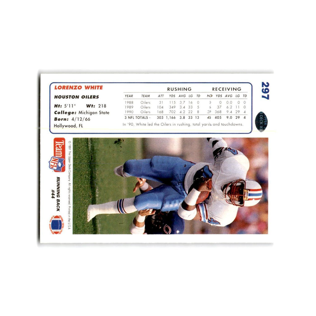 Lorenzo White 1991 Upper Deck #297 Houston Oilers Football Card NM