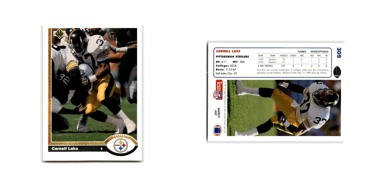 Carnell Lake 1991 Upper Deck #309 Pittsburgh Steelers Football Card NM