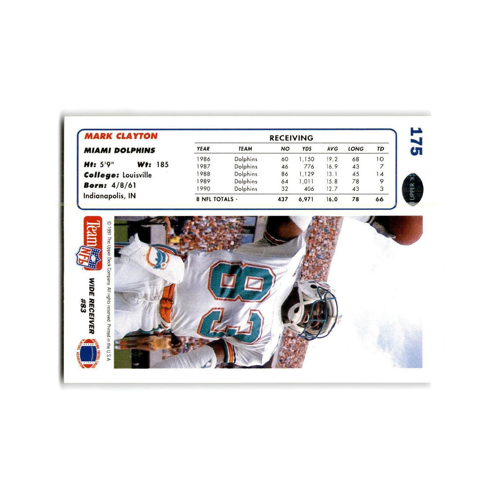 Mark Clayton 1991 Upper Deck #175 Miami Dolphins Football Card NM