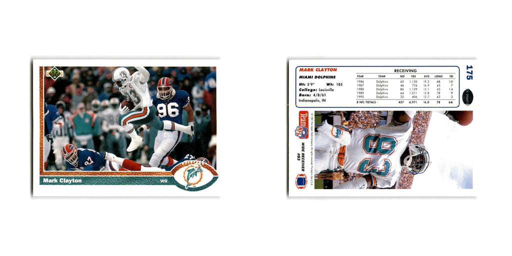 Mark Clayton 1991 Upper Deck #175 Miami Dolphins Football Card NM