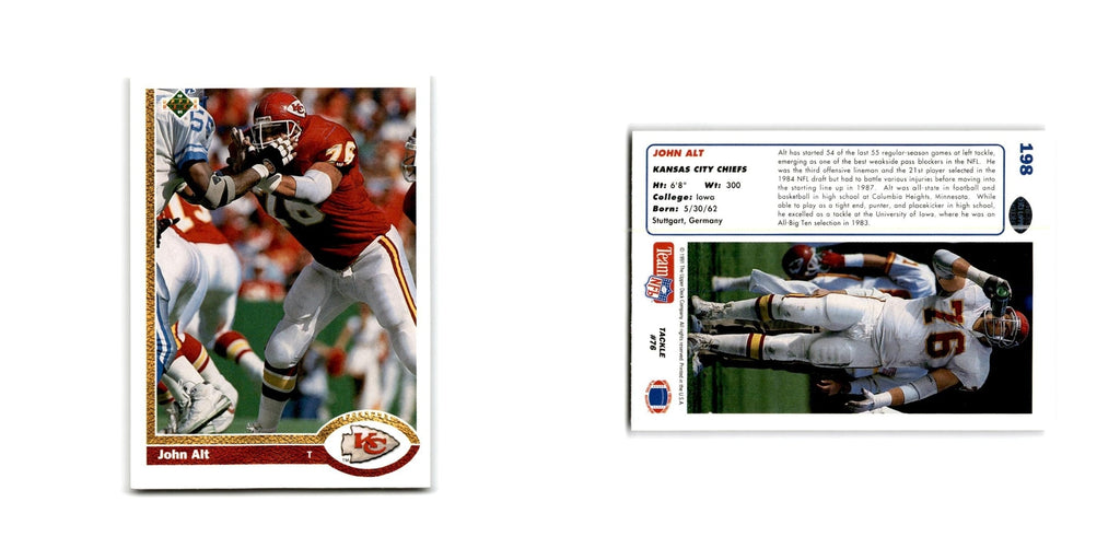 John Alt 1991 Upper Deck #198 Kansas City Chiefs Football Card NM