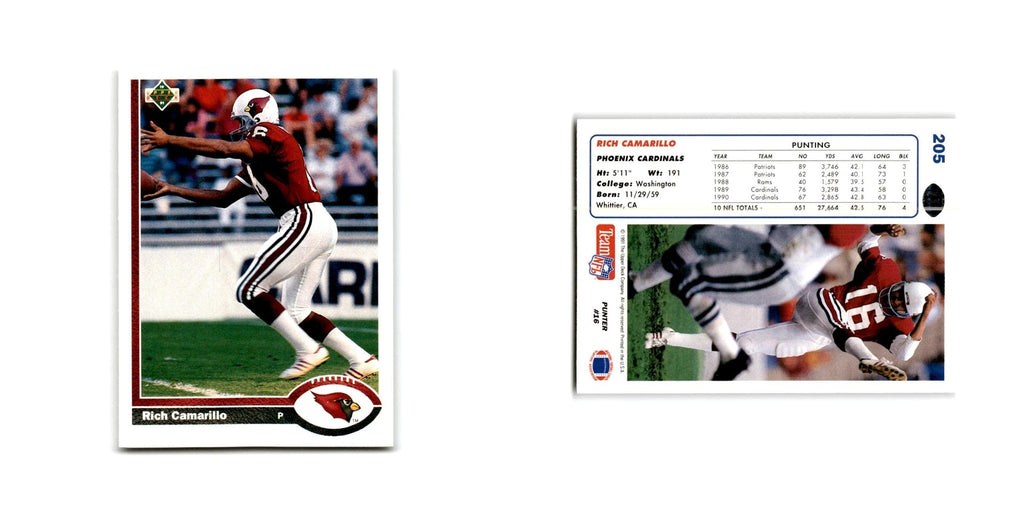 Rich Camarillo 1991 Upper Deck #205 Phoenix Cardinals Football Card NM