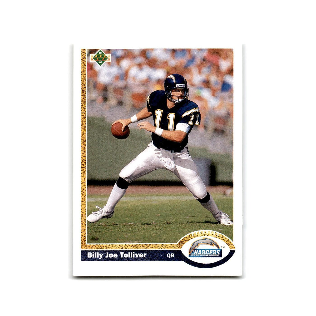Billy Joe Tolliver 1991 Upper Deck #220 San Diego Chargers Football Card NM