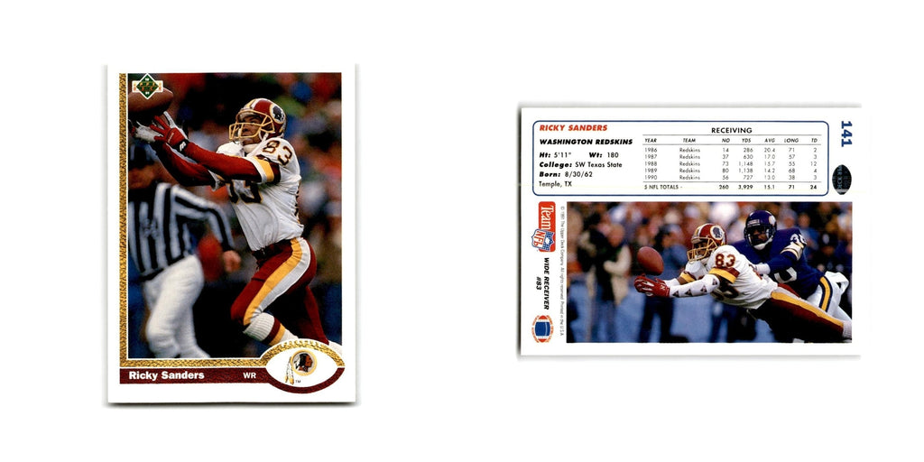 Ricky Sanders 1991 Upper Deck #141 Washington Redskins Football Card NM