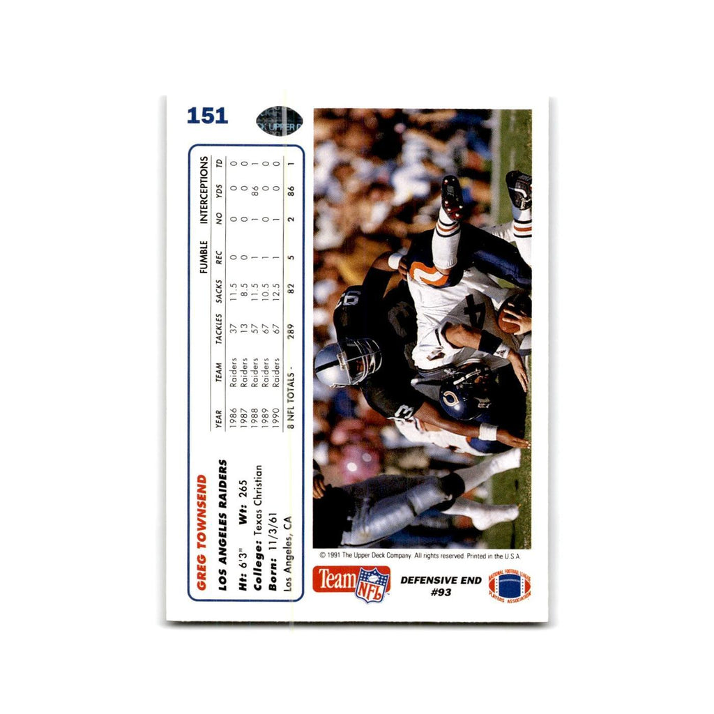 Greg Townsend 1991 Upper Deck #151 Los Angeles Raiders Football Card NM