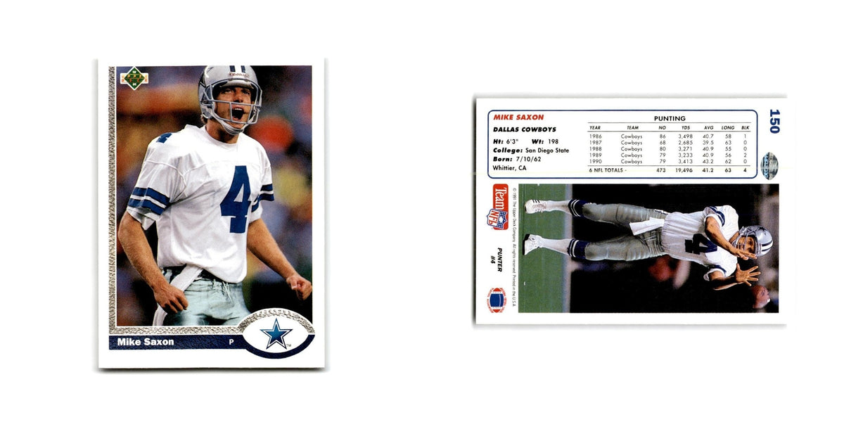 Mike Saxon 1991 Upper Deck #150 Dallas Cowboys Football Card NM