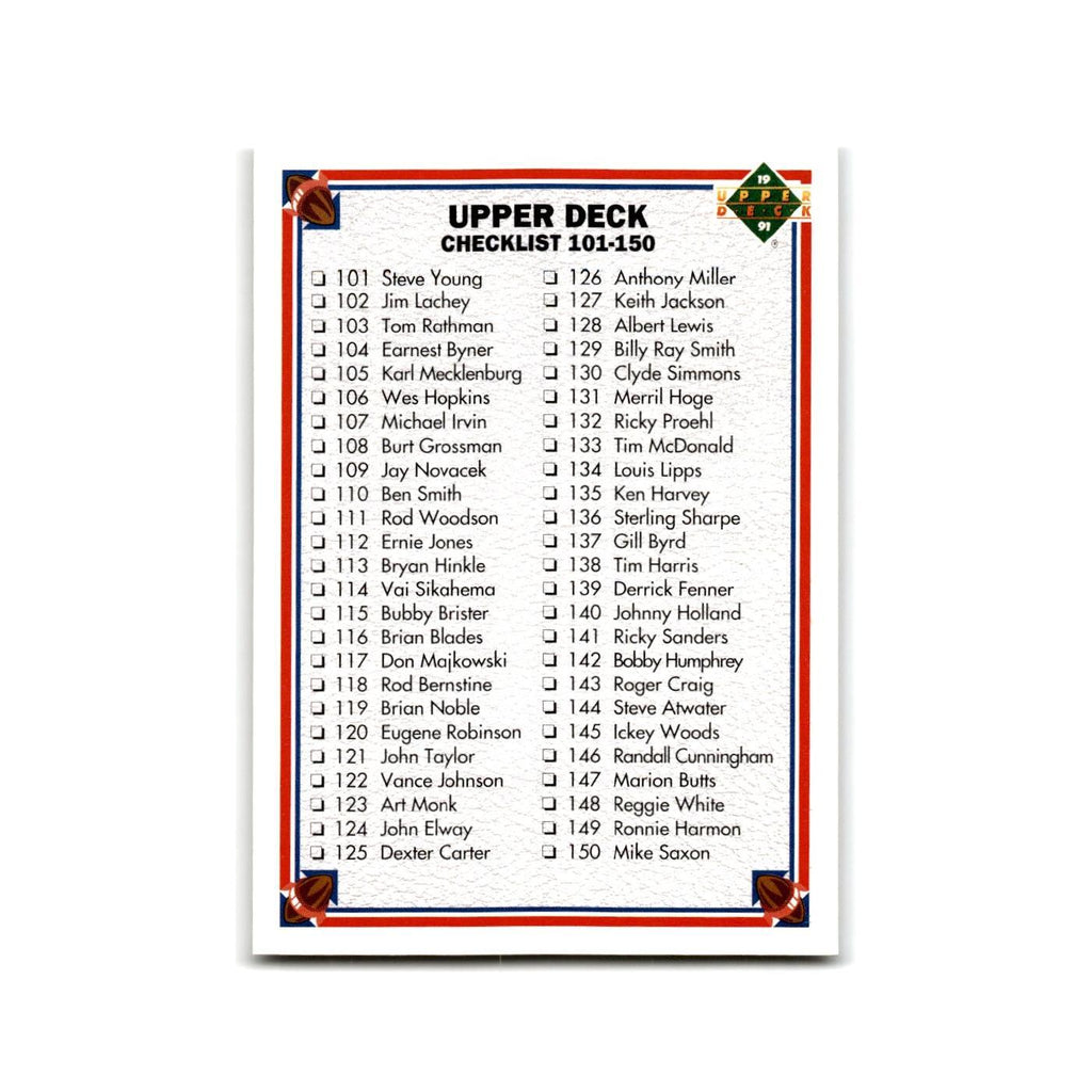 Checklist 1991 Upper Deck #200 Football Card NM
