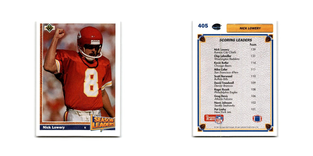 Nick Lowery 1991 Upper Deck #405 Kansas City Chiefs Football Card NM