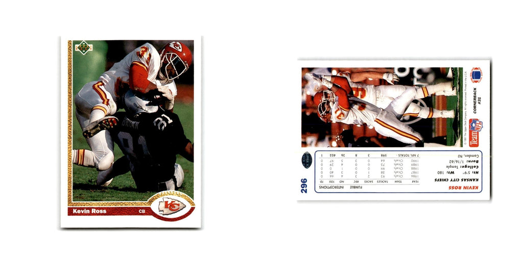 Kevin Ross 1991 Upper Deck #296 Kansas City Chiefs Football Card NM