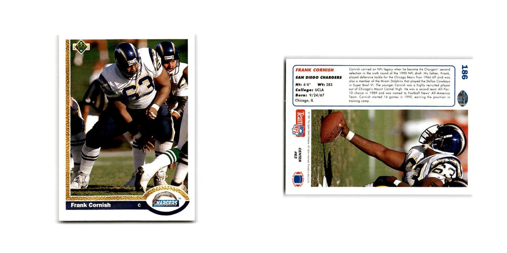 Frank Cornish 1991 Upper Deck #186 San Diego Chargers Football Card NM