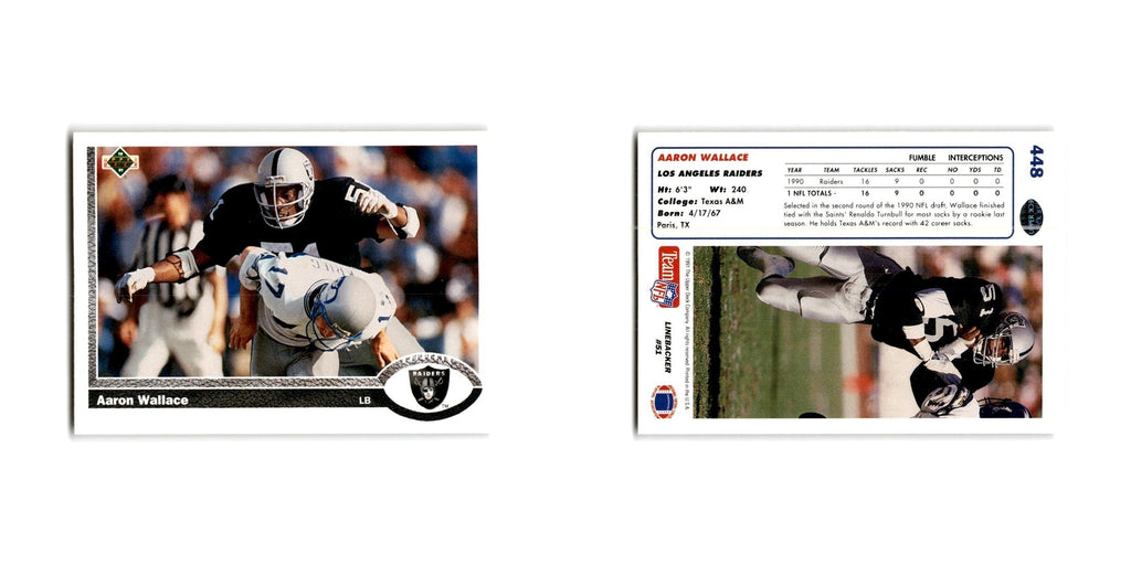 Aaron Wallace 1991 Upper Deck #448 Los Angeles Raiders Football Card NM