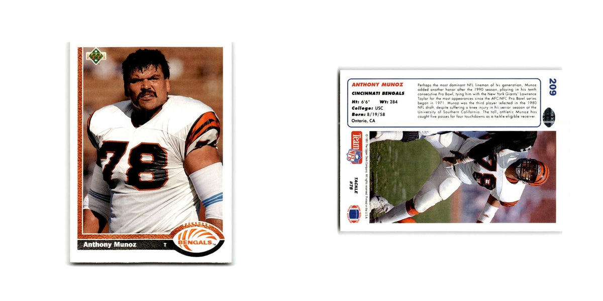 Anthony Munoz 1991 Upper Deck #209 Cincinnati Bengals Football Card NM
