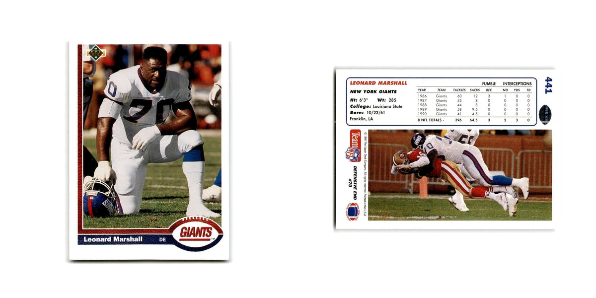 Leonard Marshall 1991 Upper Deck #441 New York Giants Football Card NM