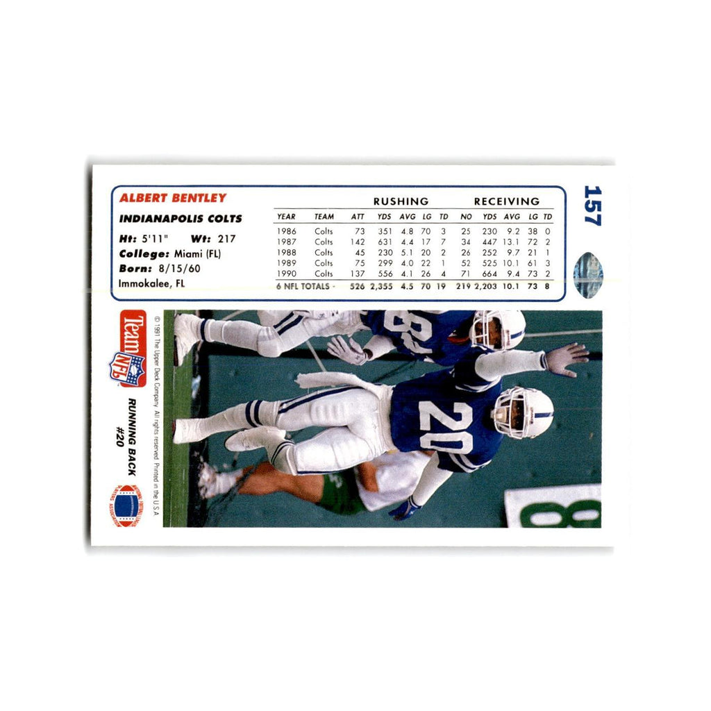 Albert Bentley 1991 Upper Deck #157 Indianapolis Colts Football Card NM
