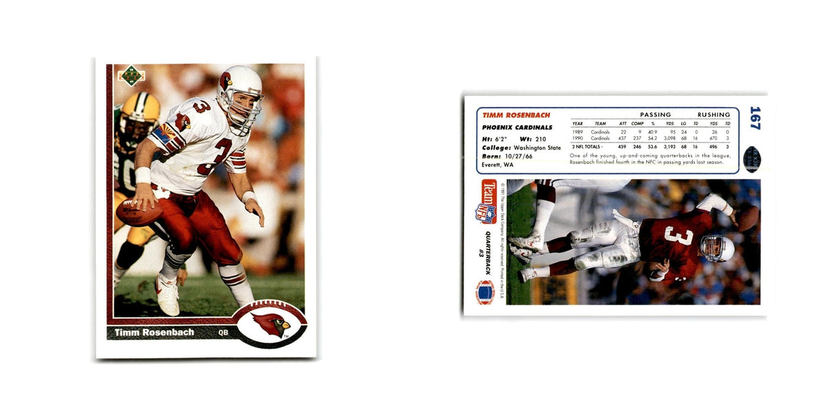 Timm Rosenbach 1991 Upper Deck #167 Phoenix Cardinals Football Card NM
