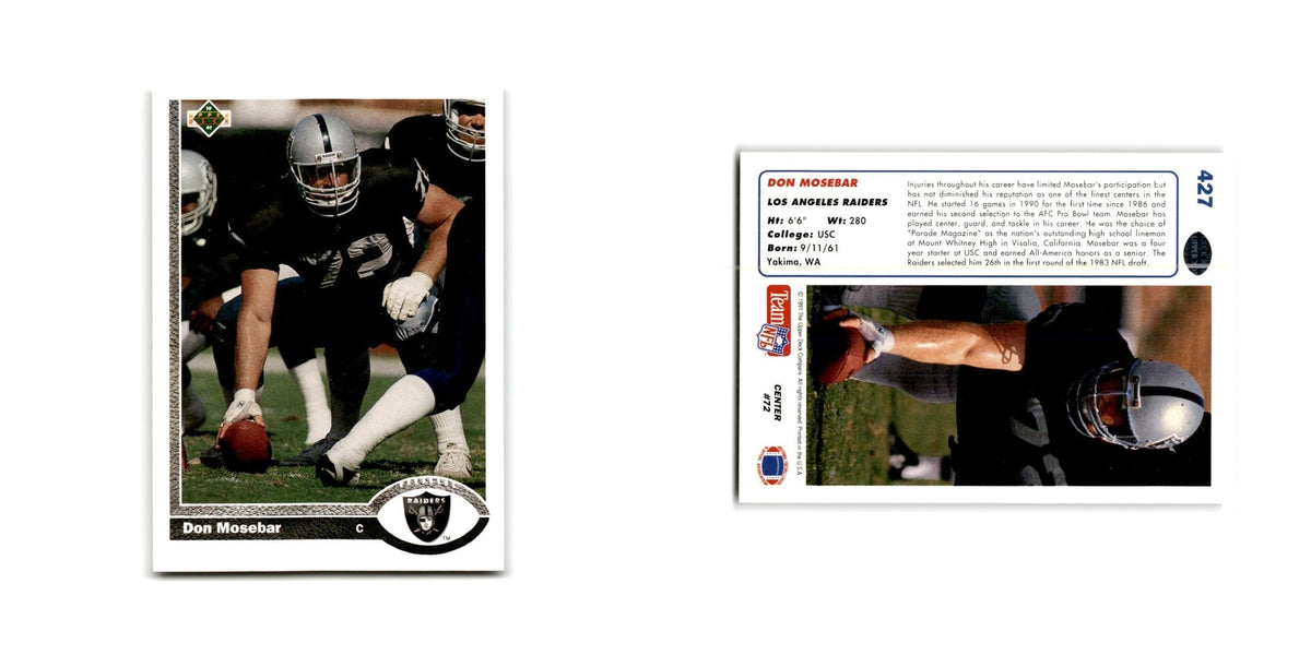 Don Mosebar 1991 Upper Deck #427 Los Angeles Raiders Football Card NM