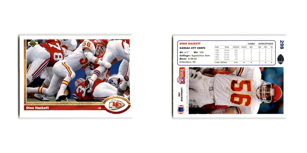Dino Hackett 1991 Upper Deck #298 Kansas City Chiefs Football Card NM