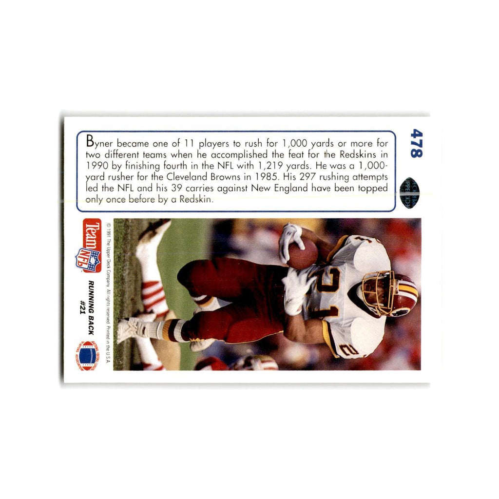 Earnest Byner 1991 Upper Deck #478 Washington Redskins Football Card NM