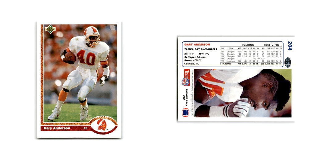Gary Anderson 1991 Upper Deck #204 Tampa Bay Buccaneers Football Card NM