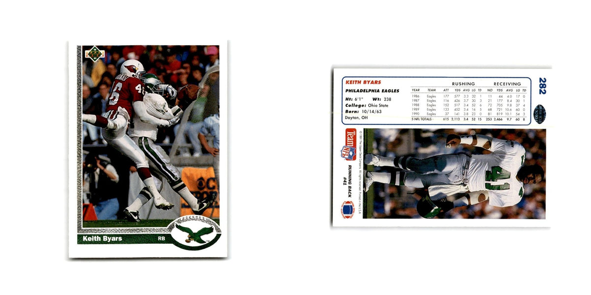 Keith Byars 1991 Upper Deck #282 Philadelphia Eagles Football Card NM
