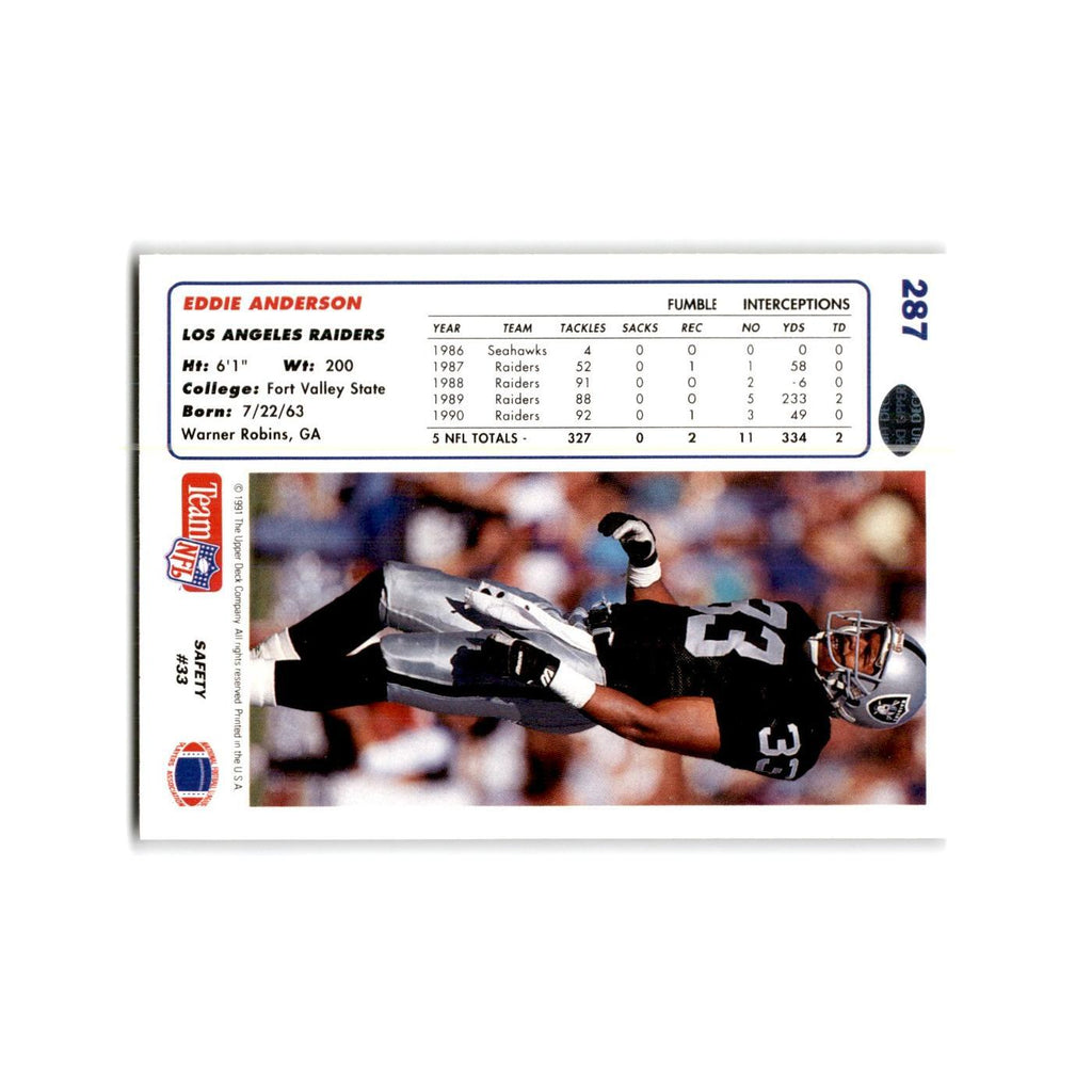 Eddie Anderson 1991 Upper Deck #287 Los Angeles Raiders Football Card NM