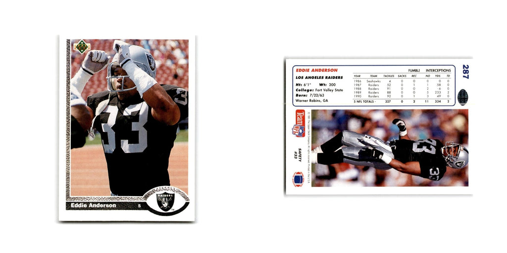 Eddie Anderson 1991 Upper Deck #287 Los Angeles Raiders Football Card NM