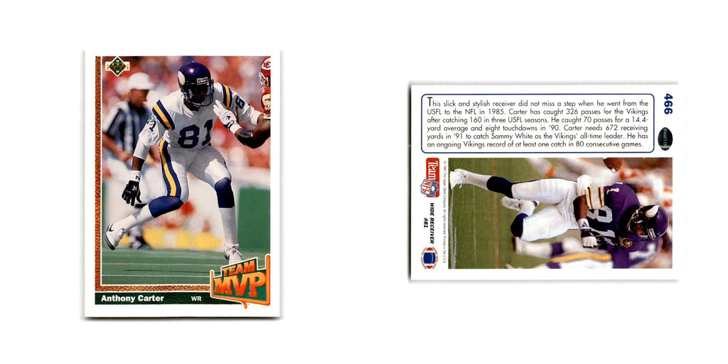 Anthony Carter 1991 Upper Deck #466 Minnesota Vikings Football Card NM