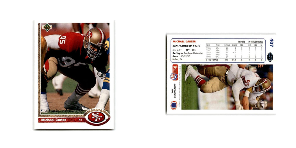 Michael Carter 1991 Upper Deck #407 San Francisco 49ers Football Card NM