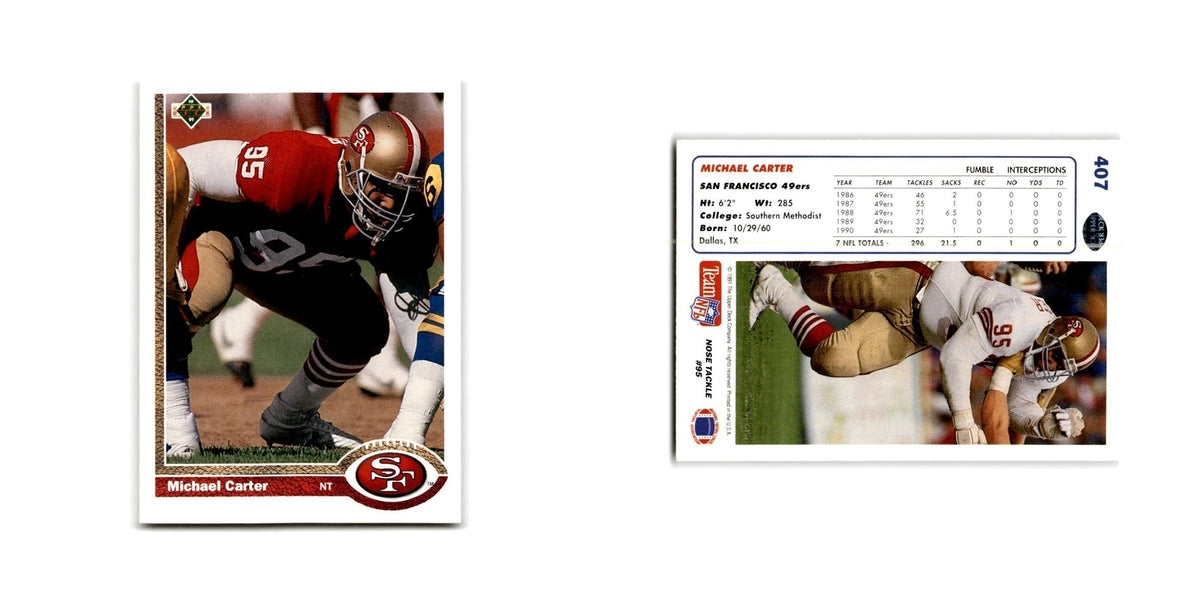 Michael Carter 1991 Upper Deck #407 San Francisco 49ers Football Card NM