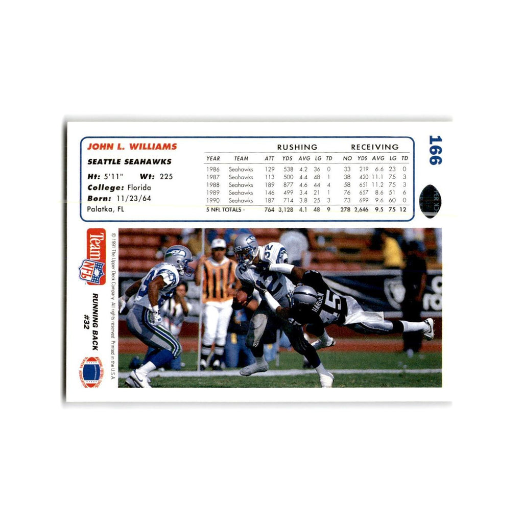 John L. Williams 1991 Upper Deck #166 Seattle Seahawks Football Card NM