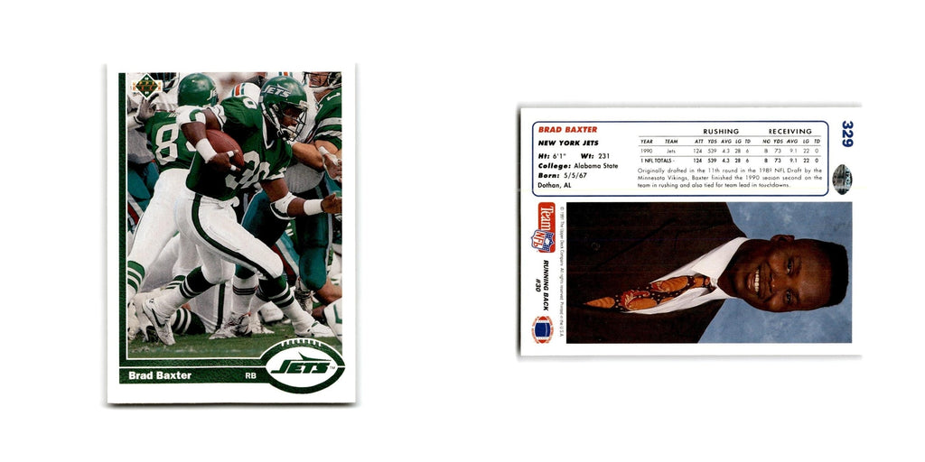 Brad Baxter 1991 Upper Deck #329 New York Jets Football Card NM
