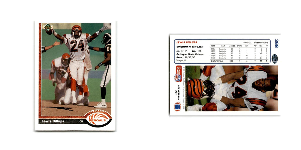 Lewis Billups 1991 Upper Deck #368 Cincinnati Bengals Football Card NM