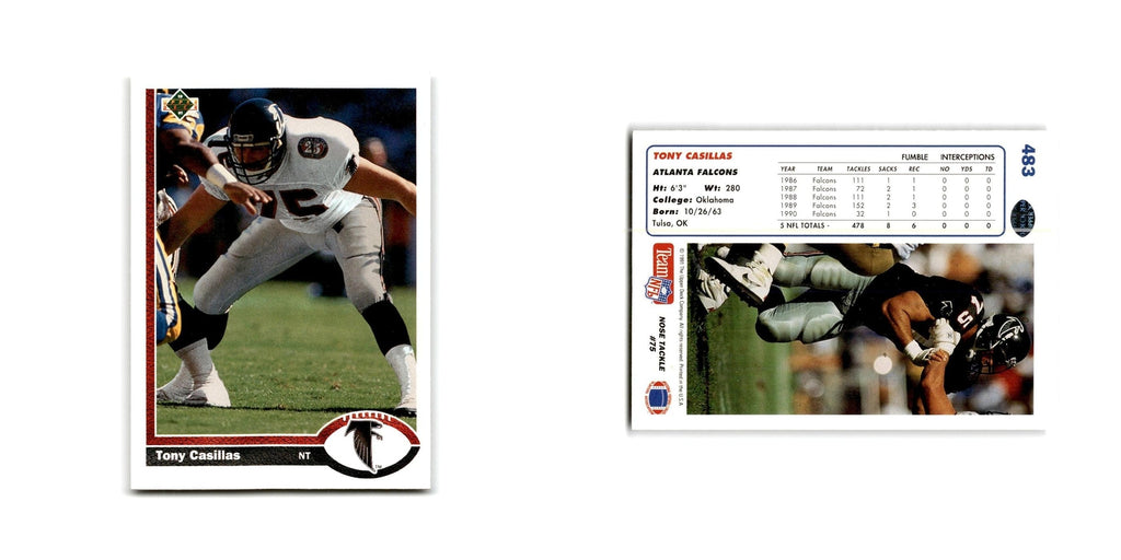 Tony Casillas 1991 Upper Deck #483 Atlanta Falcons Football Card NM