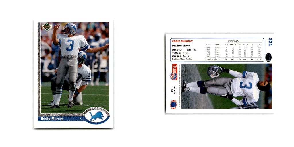 Eddie Murray 1991 Upper Deck #321 Detroit Lions Football Card NM