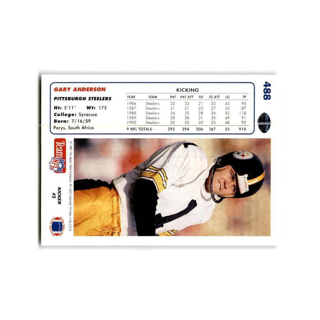 Gary Anderson 1991 Upper Deck #488 Pittsburgh Steelers Football Card NM