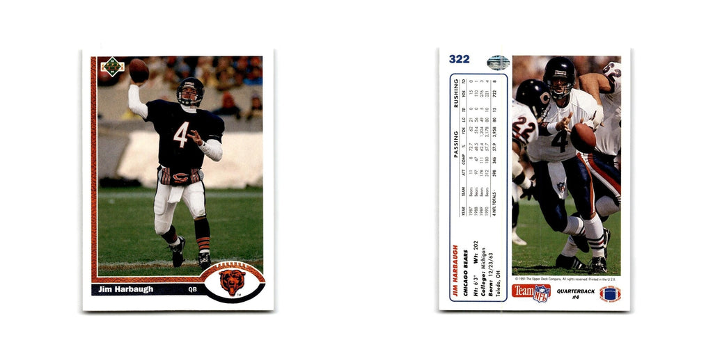 Jim Harbaugh 1991 Upper Deck #322 Chicago Bears Football Card NM