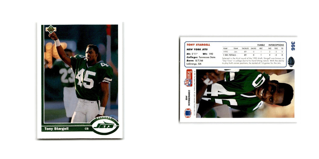 Tony Stargell 1991 Upper Deck #366 New York Jets Football Card NM