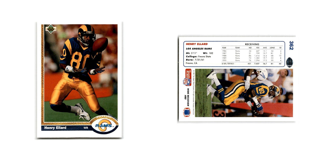 Henry Ellard 1991 Upper Deck #362 Los Angeles Rams Football Card NM