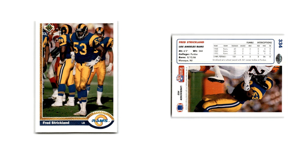 Fred Strickland 1991 Upper Deck #334 Los Angeles Rams Football Card NM