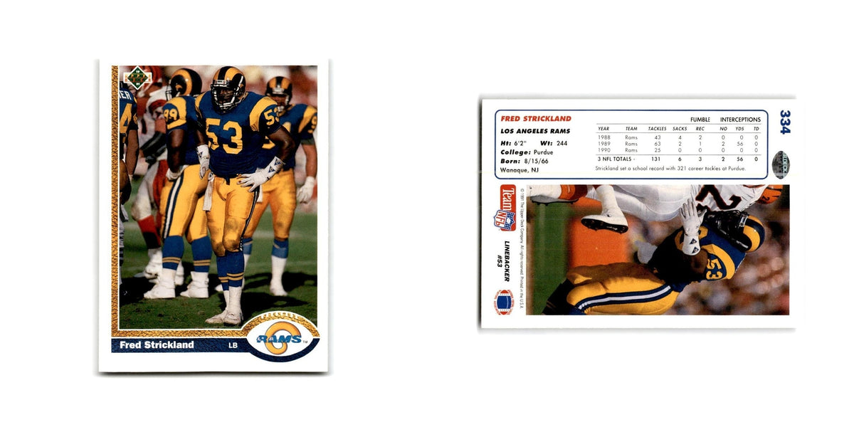 Fred Strickland 1991 Upper Deck #334 Los Angeles Rams Football Card NM