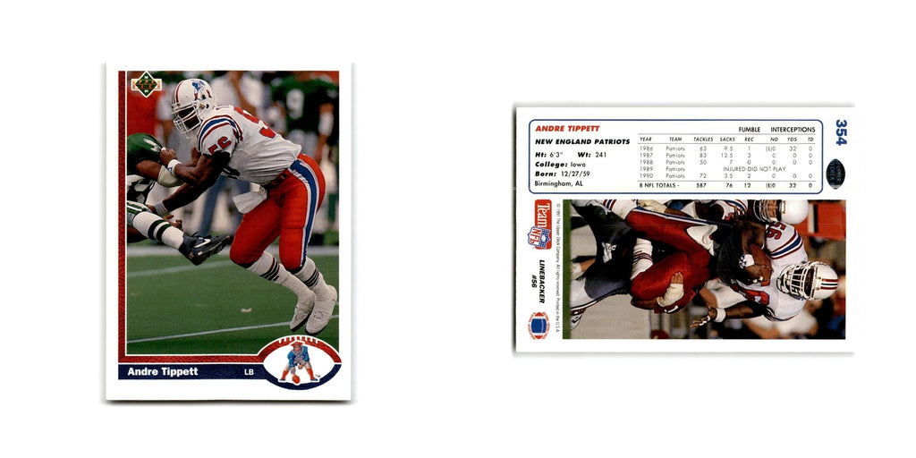 Andre Tippett 1991 Upper Deck #354 New England Patriots Football Card NM