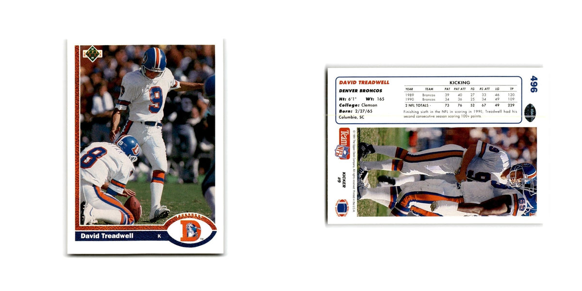 David Treadwell 1991 Upper Deck #496 Denver Broncos Football Card NM