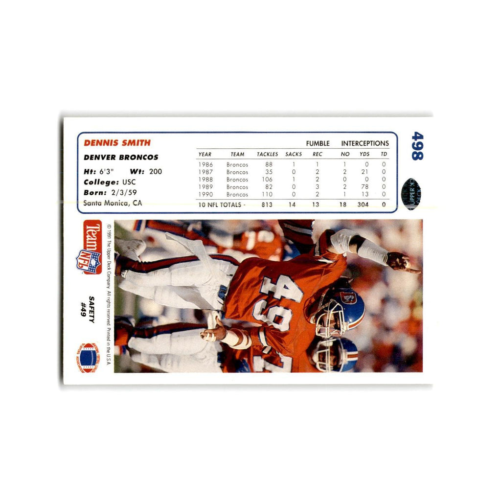 Dennis Smith 1991 Upper Deck #498 Denver Broncos Football Card NM